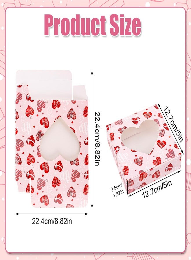 XIHIRCD 8pcs Valentine's Day Gift Box, Valentines Bakery Boxes with Clear Heart Window & Cute Stickers 8 Style Treat Boxes for Packaging Cookies Cupcake Biscuit Wedding Birthday Party Supplies - Image 2